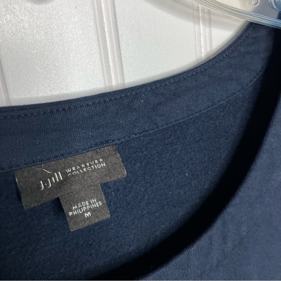 J Jill Top Medium Navy Blue Gray Long Sleeve Stretch Casual Fall Women - Picture 6 of 7